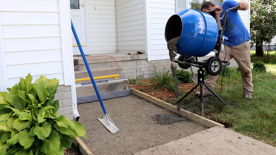 mixing and pouring the concrete